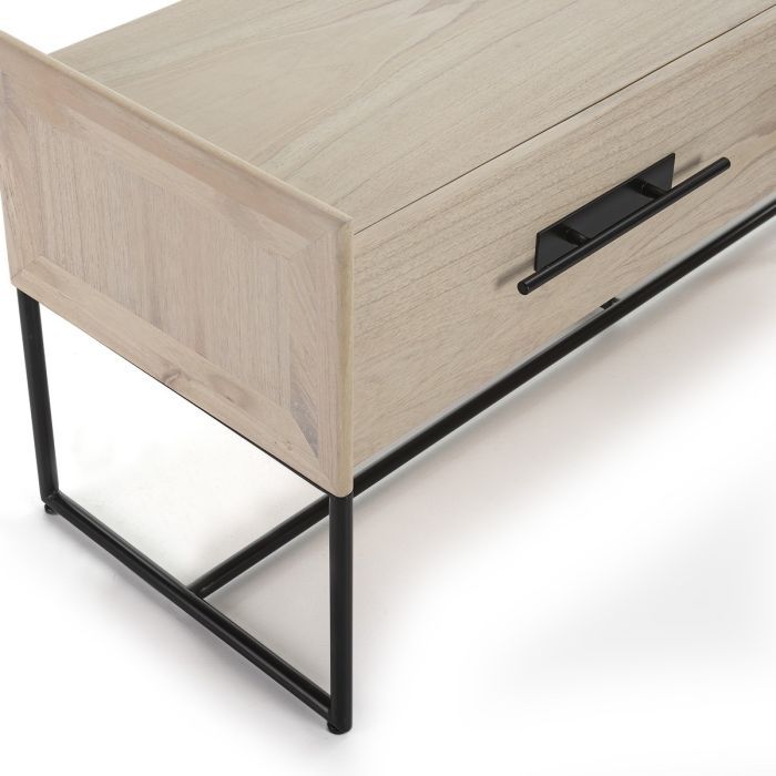 Mueble TV 140x45x55 Madera Natural/Metal Negro