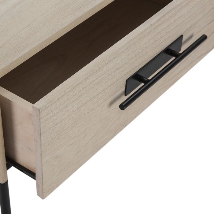 Mueble TV 140x45x55 Madera Natural/Metal Negro
