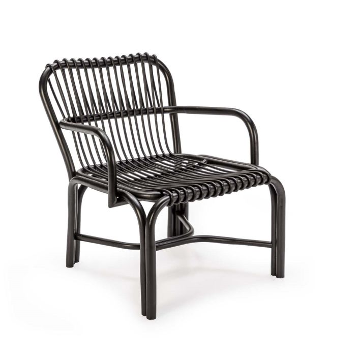 Sillón étnico en ratán negro.