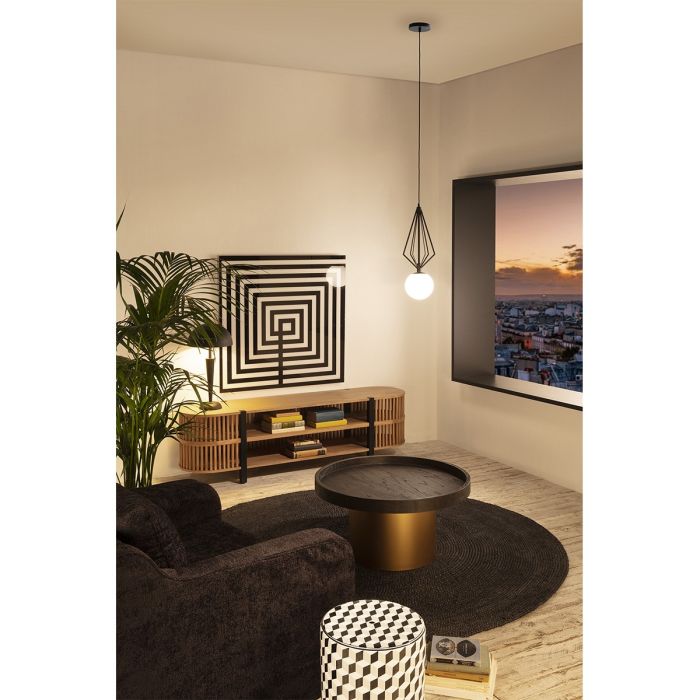 Mueble TV Curvado 175x40x50 Madera Arena/Metal Negro