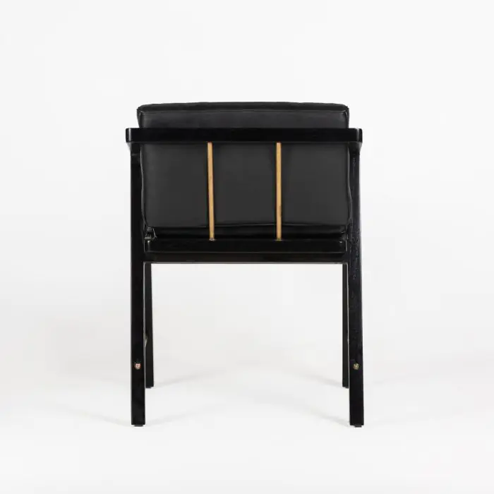 Sillón 51x54x70 Madera de Teca/Cuero/Metal -- Negro/Dorado