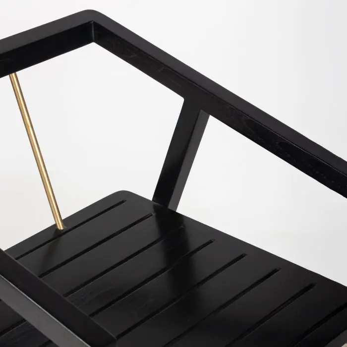 Sillón 51x54x70 Madera de Teca/Cuero/Metal -- Negro/Dorado