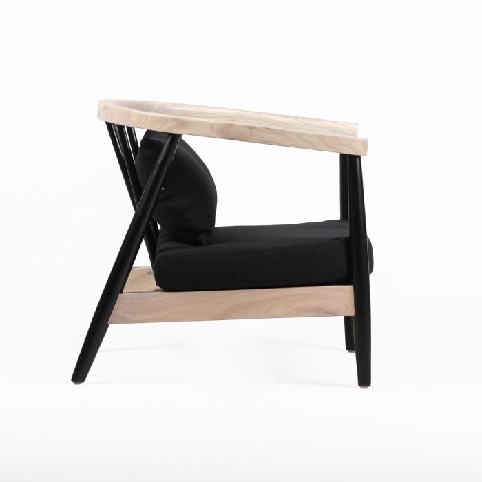 Sillón Tela Negro Madera Natural, 64 Cm