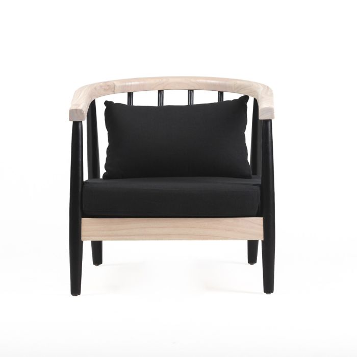 Sillón 64x70x66 Madera/Tela Natural/Negro