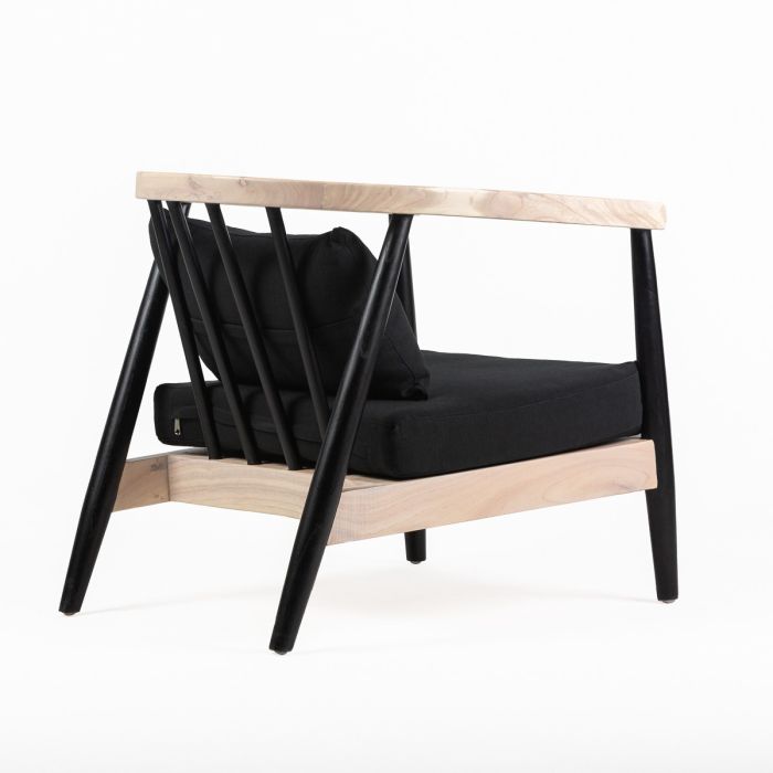 Sillón 64x70x66 Madera/Tela Natural/Negro