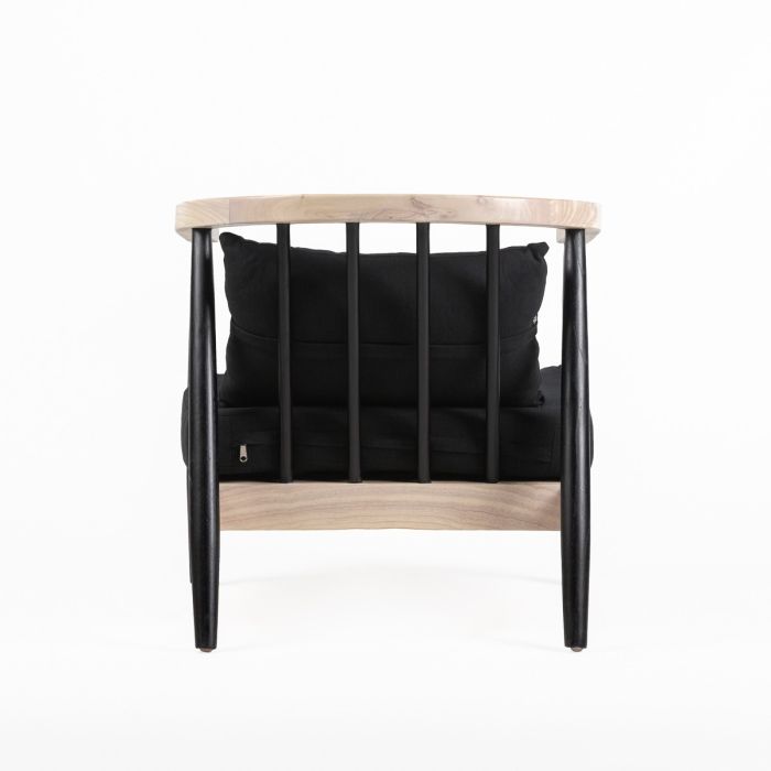 Sillón 64x70x66 Madera/Tela Natural/Negro