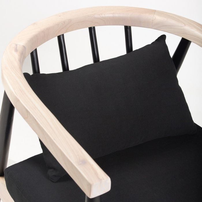 Sillón 64x70x66 Madera/Tela Natural/Negro