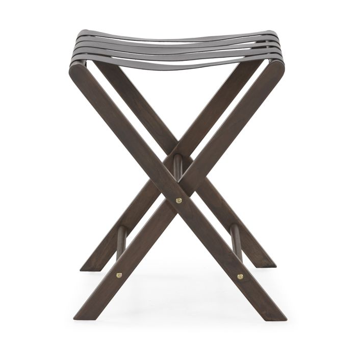 Portamaletas 66x46x55,9 Madera de Teca/Cuero -- Marrón/Negro