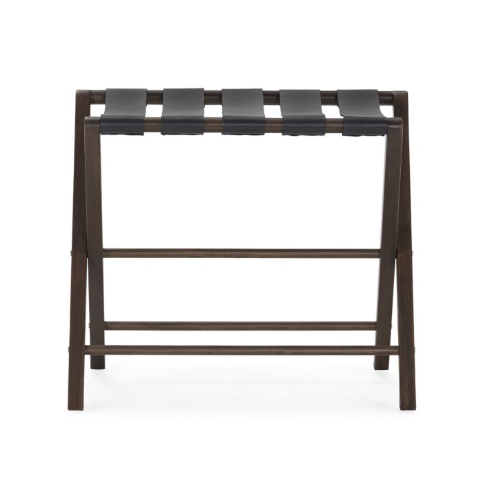 Portamaletas 66x46x55,9 Madera de Teca/Cuero -- Marrón/Negro