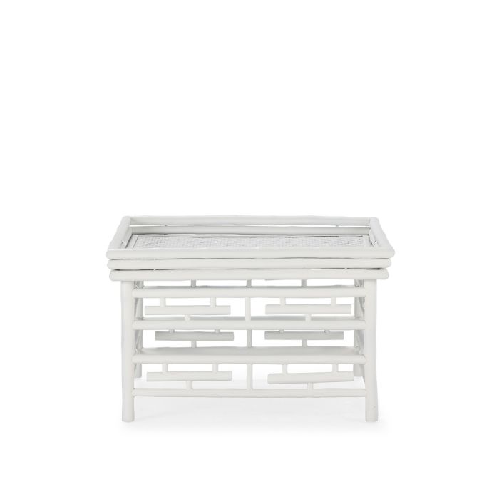 Mesa de Centro en Bambú y Ratán Blanco.