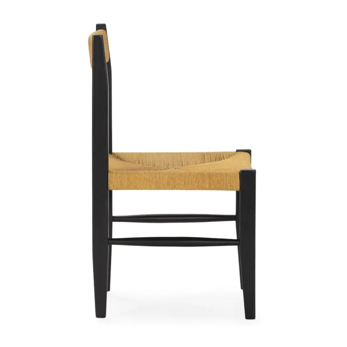 Silla 50x56x87 Madera de Teca/Fibra Hoja de Banana -- Negro/Natural