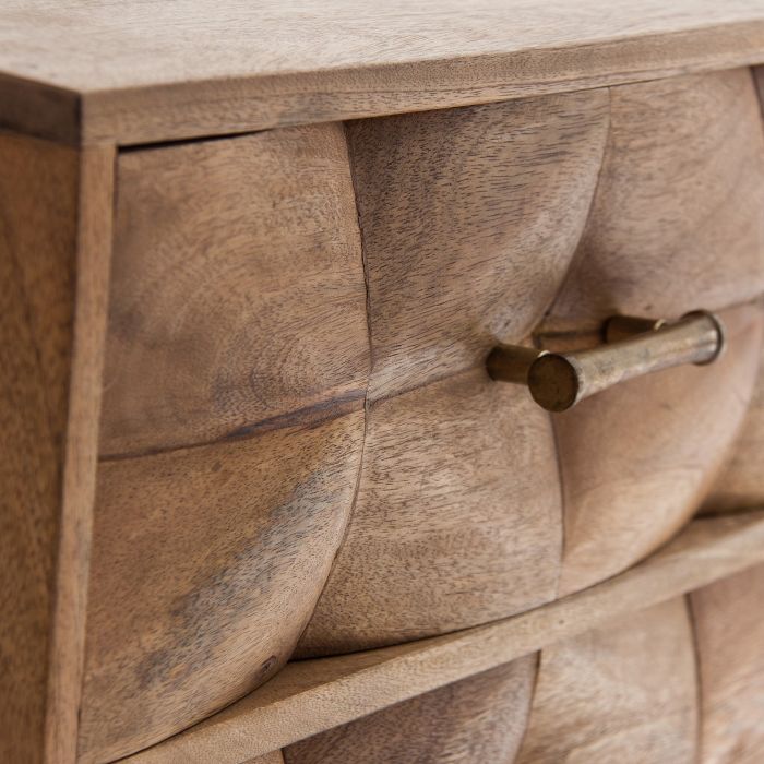 Mesita De Noche Kusel Madera Natural Hierro Oro, 60 Cm