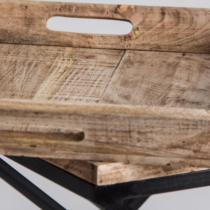 Mesa Auxiliar Mango Natural Extensible Hierro Negro, 55 Cm