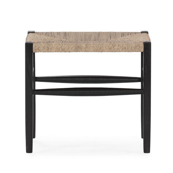 Banco estilo Étnico de madera de teca negra y jacinto de agua natural.
