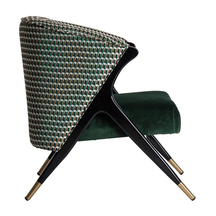 Sillón Kelheim Art Decó Terciopelo Verde, 73 Cm
