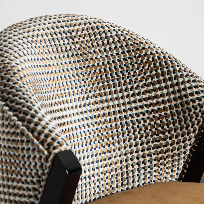Silla Brillon Terciopelo Ocre Estampado Geométrico Madera, 54 Cm