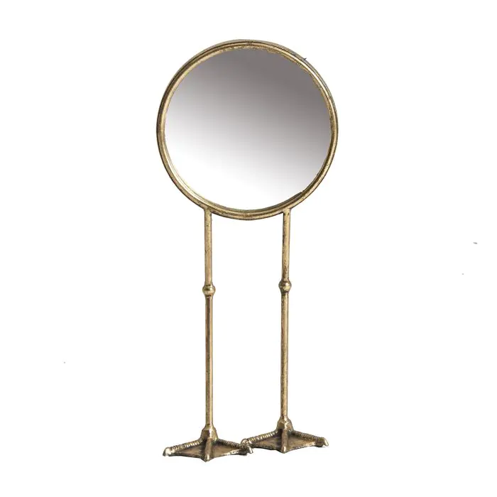 Espejo Argon Metal Oro Viejo Vidrio Patas Pájaro