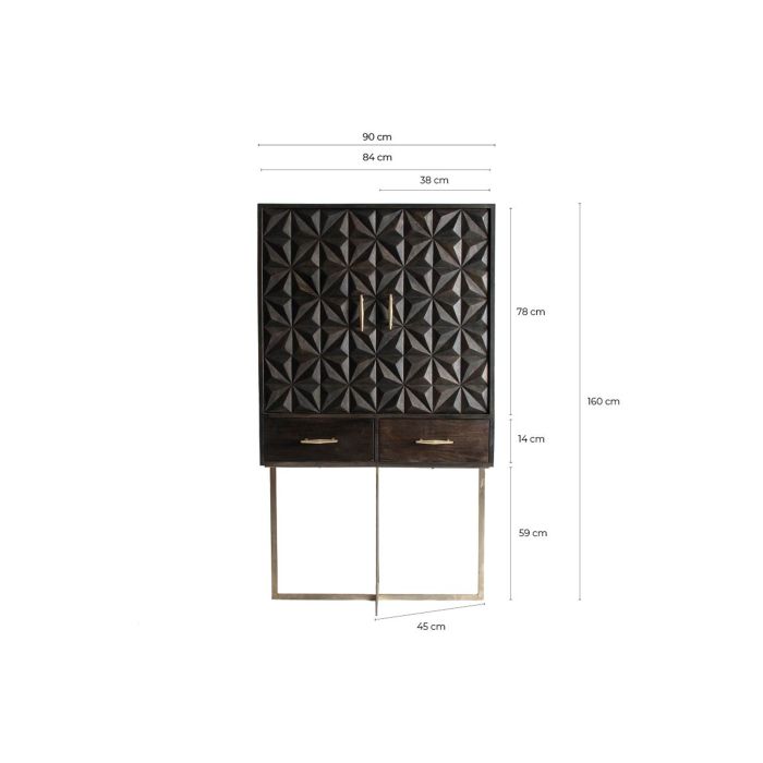 Armario Madera Mango Hierro Negro/Oro, 161 Cm
