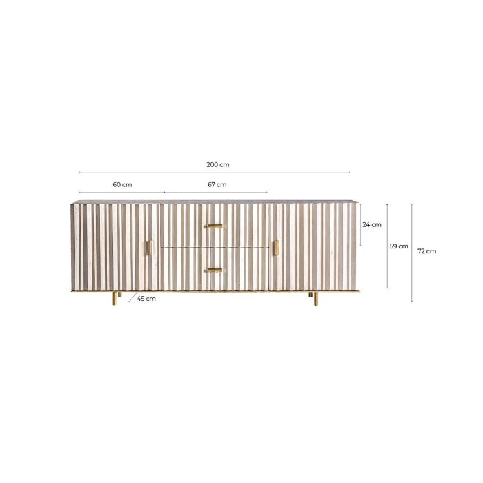 Mueble Tv LURE Art Déco Crema Oro 2 Puertas