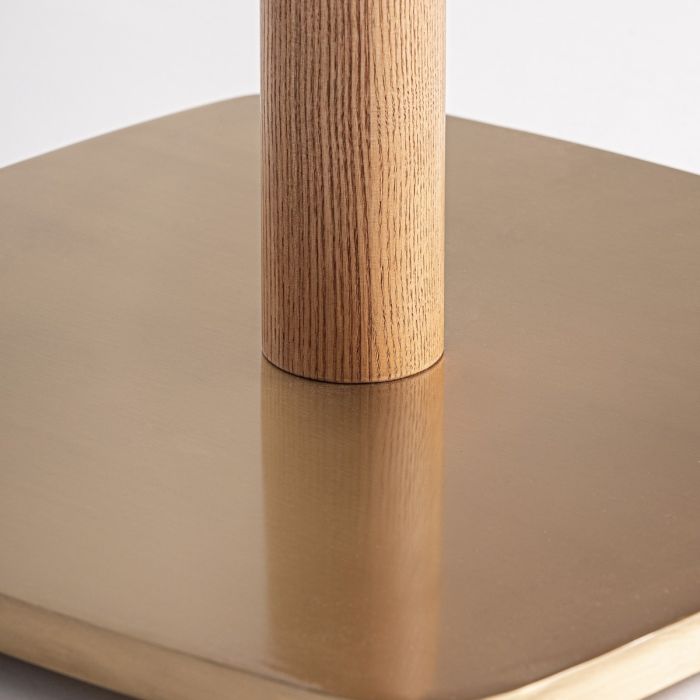 Mesa Bar Alferce Terrazo Blanco Madera Acero Dorado, 50 Cm