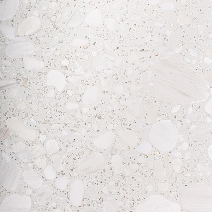 Mesa Bar Alferce Terrazo Blanco Madera Acero Dorado, 50 Cm