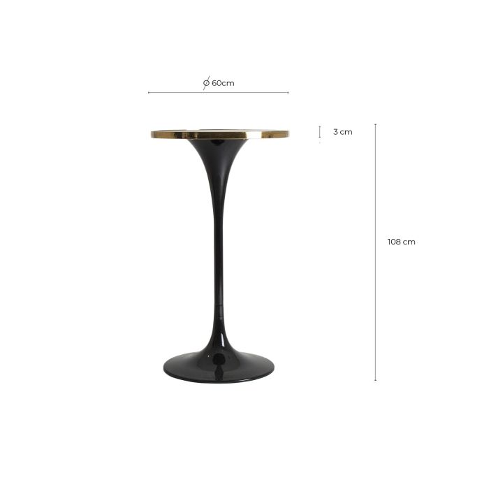 Mesa Bar Hierro Negro Metal Oro Mármol Negro, 106 Cm