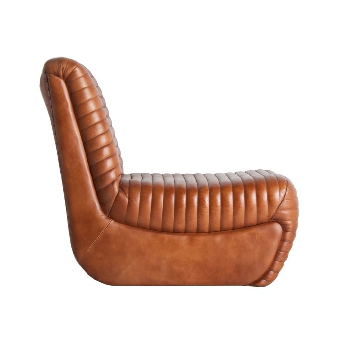 Sillón Cuero Marrón Hierro, 59 Cm