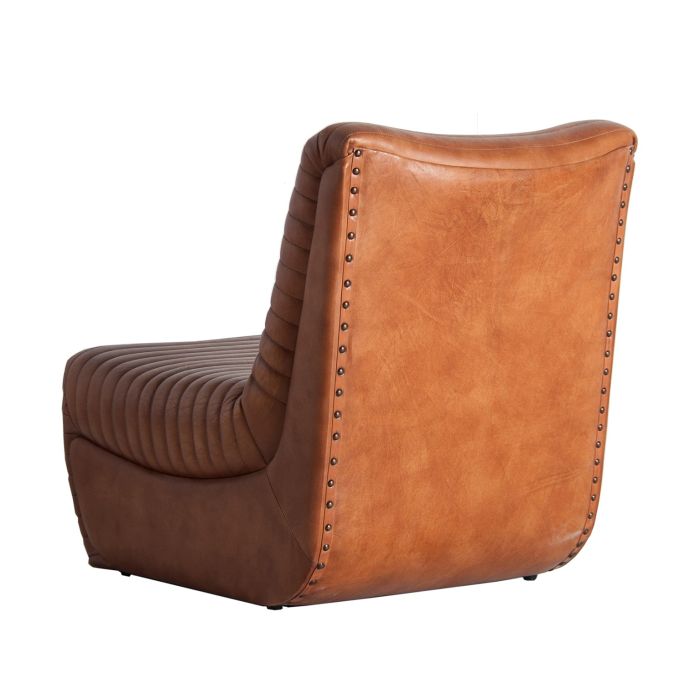 Sillón Cuero Marrón Hierro, 59 Cm