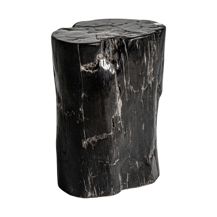 Mesa Auxiliar Madera Petrificada Negro Tronco, 38 Cm