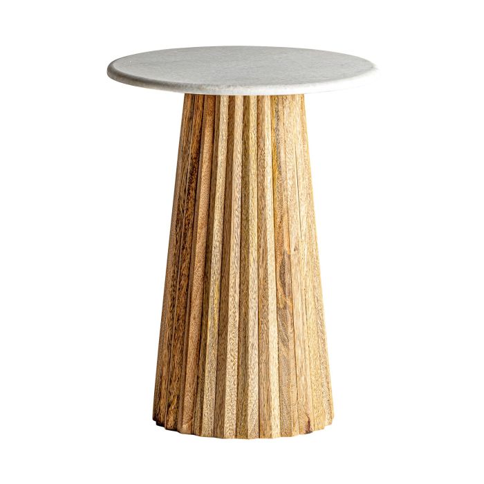 Mesa Auxiliar Plisado Mango Tapa Mármol, 60 Cm