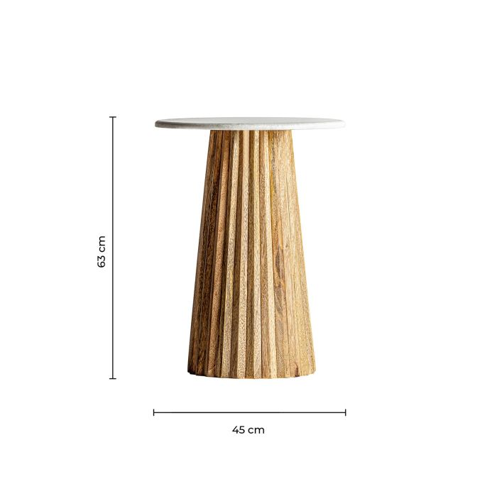 Mesa Auxiliar Plisado Mango Tapa Mármol, 60 Cm