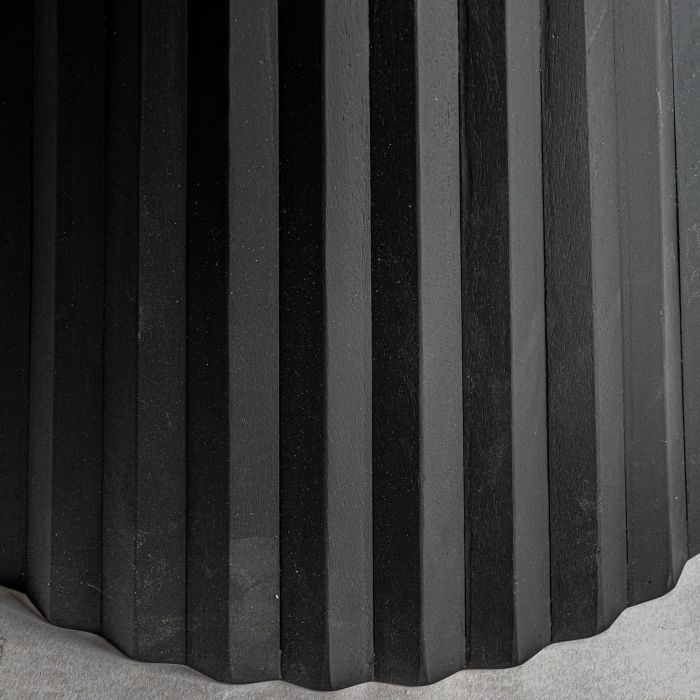 Mesa Comedor Redonda Mármol Mate Pie Plisado Mango Negro, 122 Cm