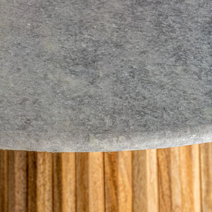Mesa Comedor Redonda Mármol Gris Pie Único Plisado Mango, 121 Cm