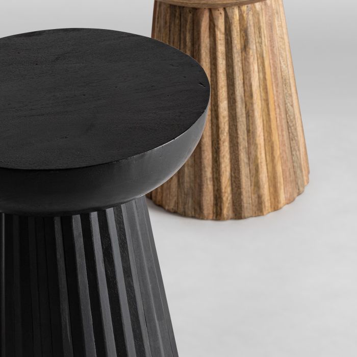 Mesa Auxiliar Mango Negro Plisado, 48 Cm