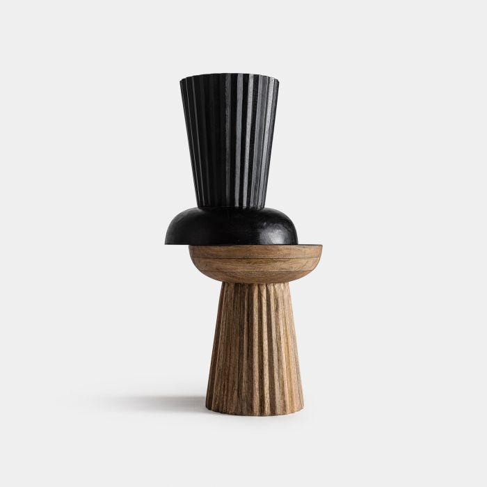 Mesa Auxiliar Mango Negro Plisado, 48 Cm