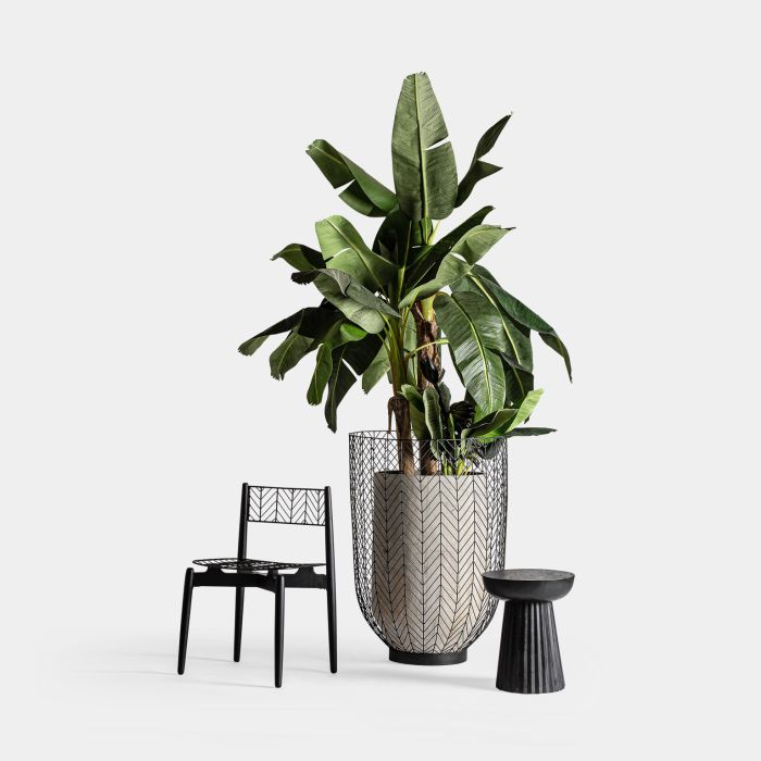 Mesa Auxiliar Mango Negro Plisado, 48 Cm