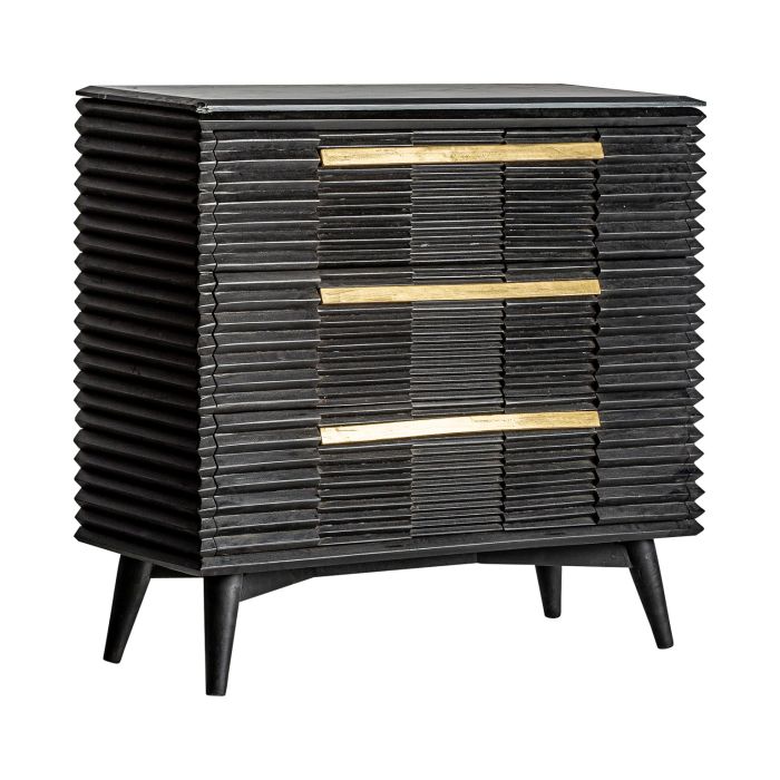 Cómoda Plissé Wood Mármol Madera Mango Negro, 100 Cm
