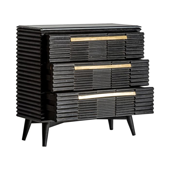 Cómoda Plissé Wood Mármol Madera Mango Negro, 100 Cm