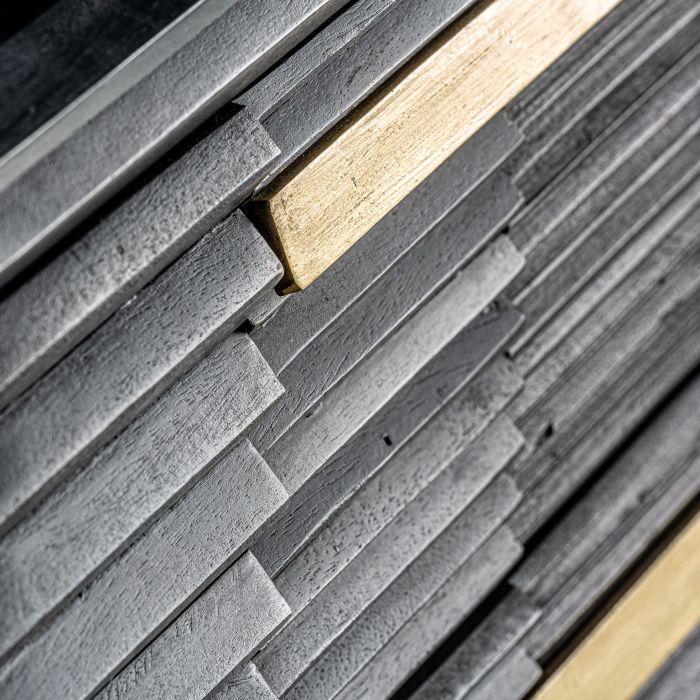 Cómoda Plissé Wood Mármol Madera Mango Negro, 100 Cm
