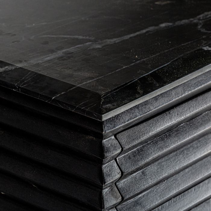 Cómoda Plissé Wood Mármol Madera Mango Negro, 100 Cm