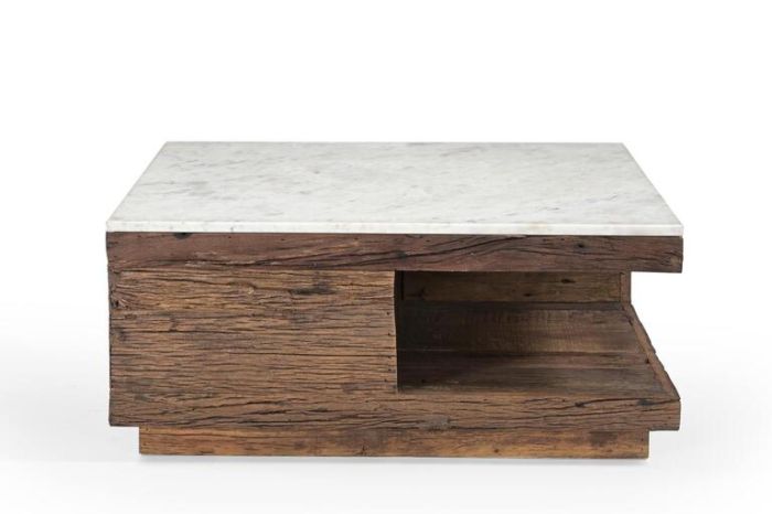 Mesa centro madera mármol