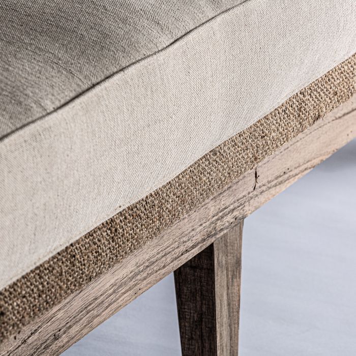 Sofá Bar Madera Blanco Roto Tejido Beige, 171 Cm