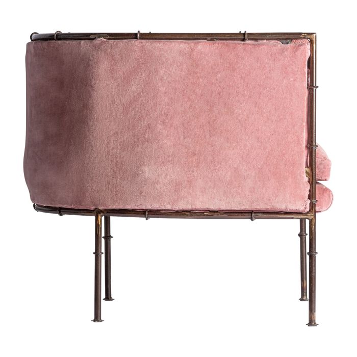 Sillón Hierro Oro Terciopelo Rosa 72x70x67 Tapizado
