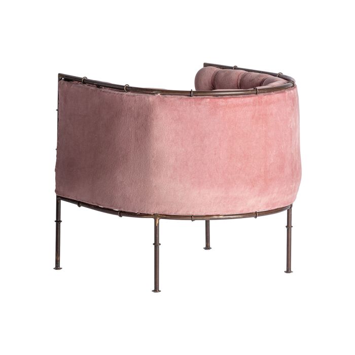 Sillón Hierro Oro Terciopelo Rosa 72x70x67 Tapizado