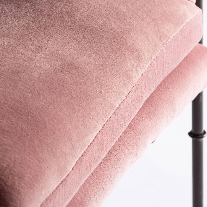 Sillón Hierro Oro Terciopelo Rosa 72x70x67 Tapizado