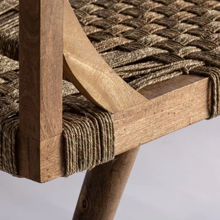 Sofá Cama Mango Tonos Marrón Fibra Natural, 180 Cm