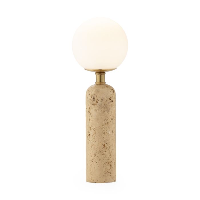Lámpara de Sobremesa Mármol, Metal y Cristal en Crema/Dorado/Blanco.