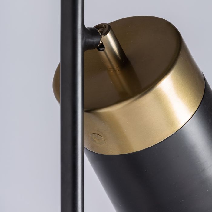 Lámpara De Pie Hierro Negro Oro 2 Focos, 154 Cm