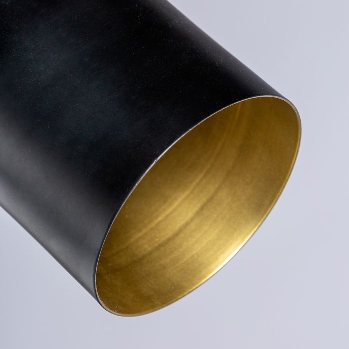 Lámpara De Pie Hierro Negro Oro 2 Focos, 154 Cm