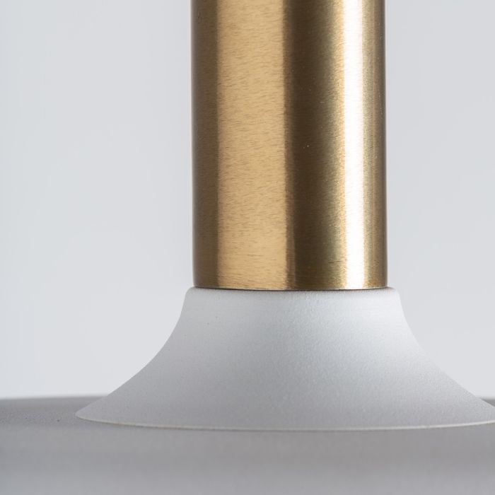 Lámpara De Colgar Cristal Blanco Metal Oro, 38 Cm